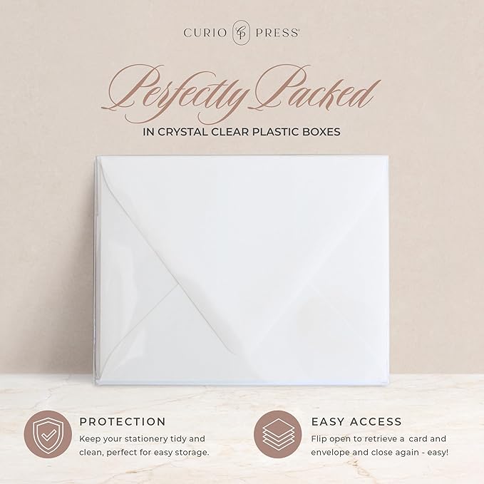 Curio Press Personalized Stationery for Women & Men - Folded Thank You Cards with Custom Notecards, Personalized Note Cards with Envelopes, Name and Monogram, Custom Stationery - Precious Mono Fold