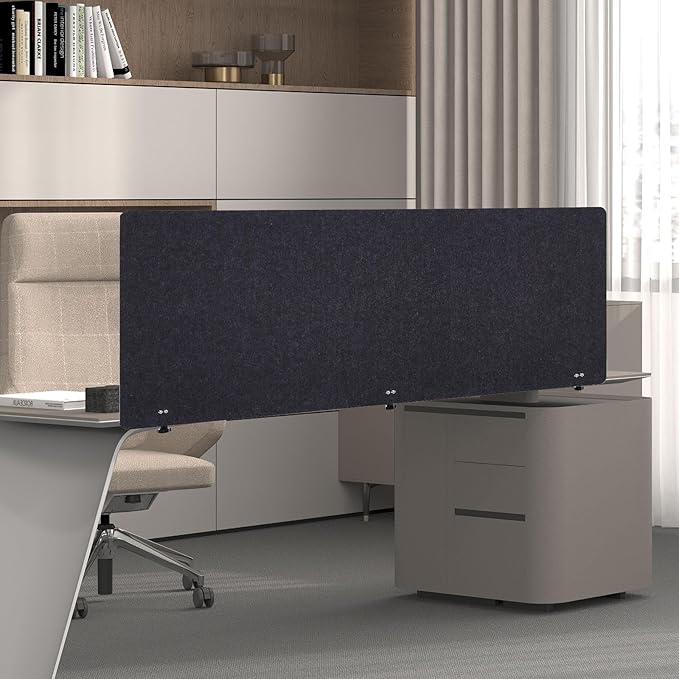 Desktop Privacy Panel, Sound Absorbing Cubicle Desk Divider Privacy Panel for Reduces Noise and Visual Distractions, Office Partition, Clamp-on Type (Dark Grey)