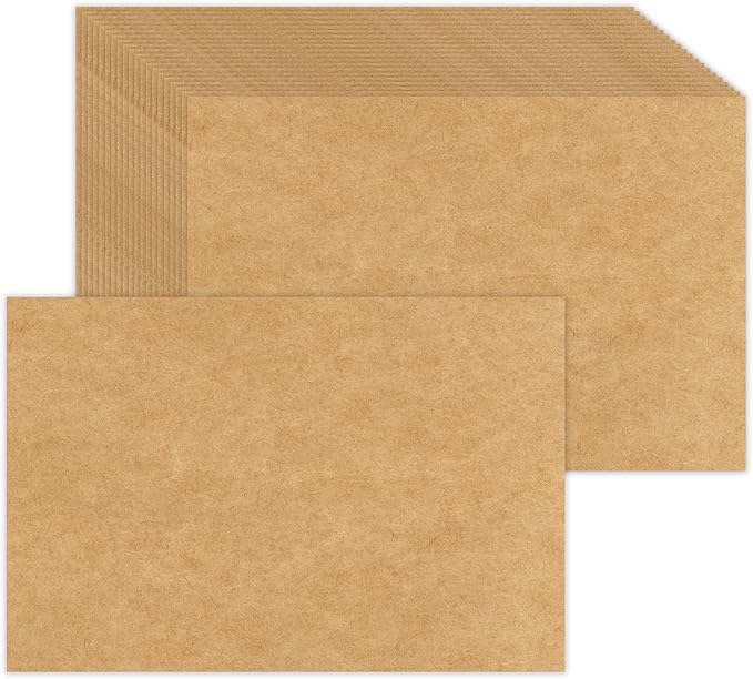 4 x 6 Blank Kraft Cards (Set of 100) - Thick, Heavy Card Stock for Post Cards, Photo Paper Invitations, Greeting, Note, Thank You, Index Cards - Plain for Writing, Stamping, Printing, Art, DIY Making