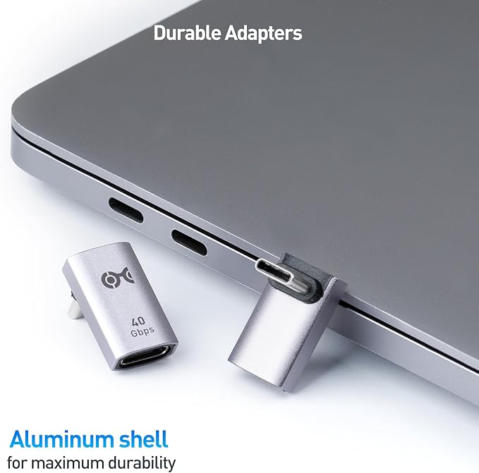 Cable Matters 2-Pack 40Gbps Right Angle USB C Adapter, Up to [4K@240Hz Video, 240W Charging, 40Gbps Data Transfer] 90 Degree USB C Adapter, Compatible with Thunderbolt 4, iPhone 16, Steam Deck