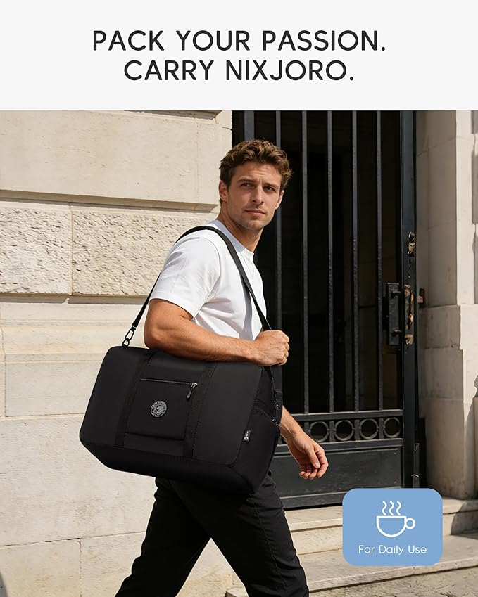 Carry on Bag 22x14x9 Airlines Approved, 48L Canvas Travel Duffel Bags for Men Women Duffle Bag for Airplane Weekender Overnight Gym (Grey)