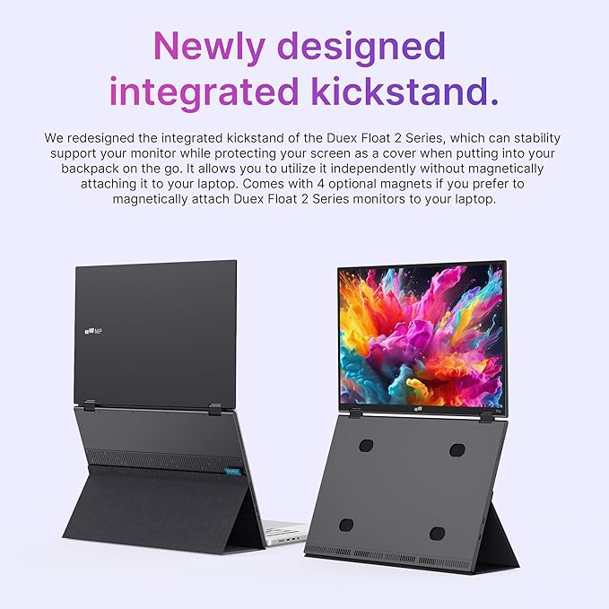 Mobile Pixels Duex Float 2.0 Pro 16" 2.5K Portable Monitor for Laptop, Built-in Kickstand & Speakers Ultra-Thin Laptop Screen Extender | USB-C & HDMI | Plug & Play for Windows, MacOS, Switch, Android