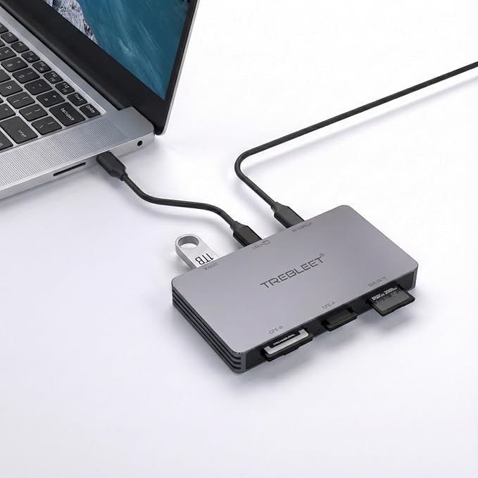 6-in-1 Professional Multi-Card Reader for CFexpress Type A & Type B, SDXC UHS-II, MicroSD – USB 3.2 Gen 2 (10Gbps) with Extra USB-A Hub Port & Auxiliary Power Support for Sony/Canon/Nikon/Mac/Windows