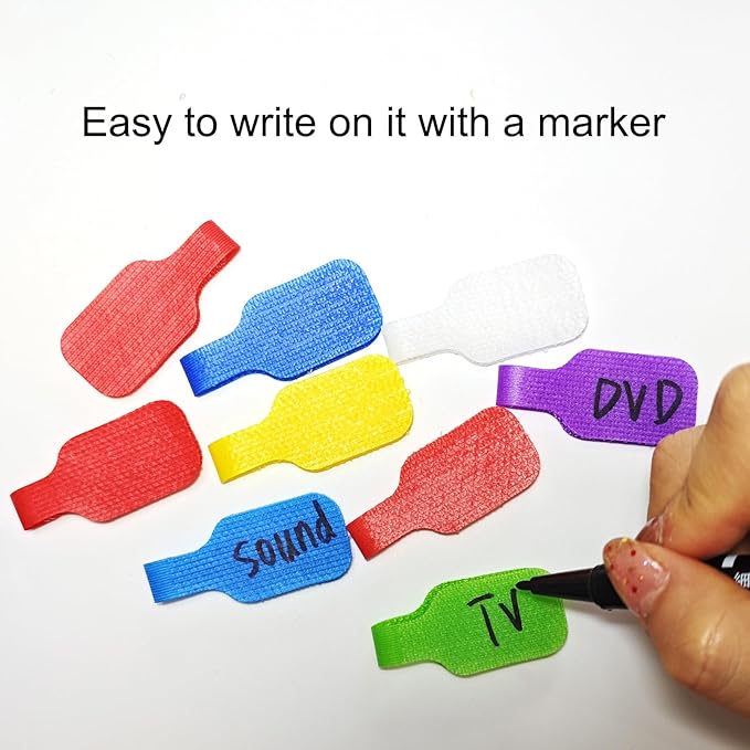 32 Pcs Cable Labels, Write On Cord Labels Tags for Electronics, Wire Markers Electrical, Reusable Large Size Plastic Label for Charging Cords Management and Identification (8 Colors)