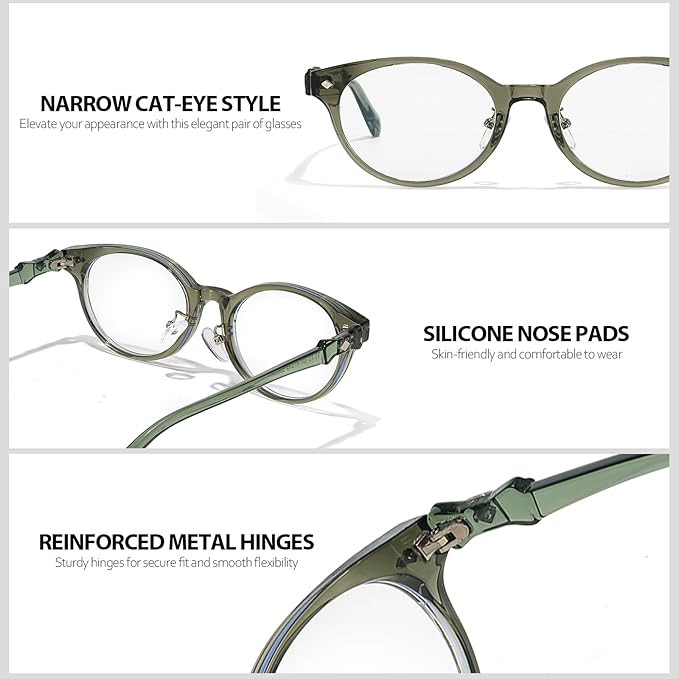 IGnaef Blue Light Blocking Glasses for Women, Oval Frame Bluelight Glasses for Gaming/Computer/Screen BL6216