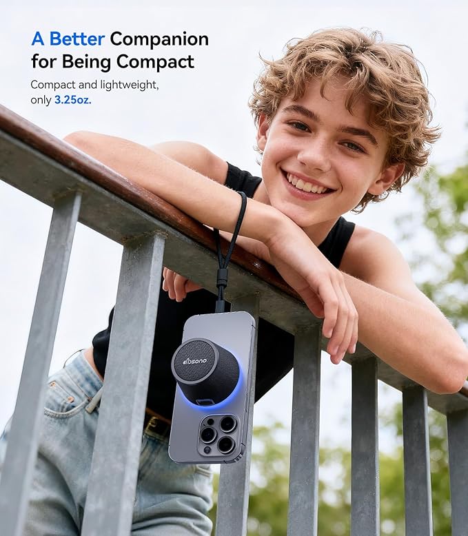 Small Bluetooth Speaker Gifts for Teens: Valentines Gifts for Him Her, 3 IN 1 Portable Magnetic Speaker with 9-Mode Lights, Waterproof Phone Stand for Desk, Cool Birthday Gadget Gifts for Adults