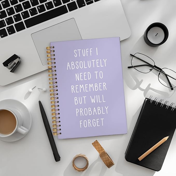 LIANGW Funny Purple Notebooks for Work, Funny Work Gifts for Coworkers & Boss, Coworker Office Gifts for Men Women, Fun Spiral Notebooks Journals for Writing, Funny Office Supplies 5.5x8.3 Inch