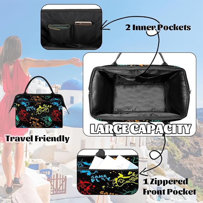 Sports Duffel Bags for Kids - Carry On Travel Gym Bag Waterproof Workout Shoulder Tote for Boys Girls Weekender Overnight Duffel for Swim Dance Camp(Game Video)