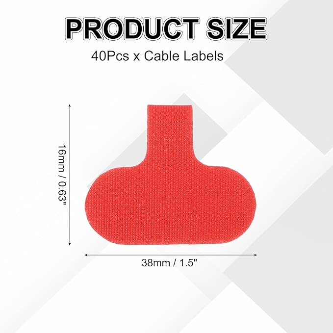uxcell Cable Labels, 40Pcs Waterproof Cable Tag Writable Wire Labels Self-Adhesive Wire Tags Reusable Hook & Loop for Electronics Computer Cord Management Identification, Red