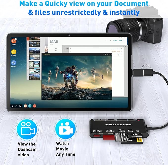 xD-Picture Card Reader USB 3.0, Memory Card Reader for xD/CF/MS/SD/TF Card - 7-in-1 Card Reader/Adapter for Windows, Mac, iOS, Android(USB-A + USB-C)