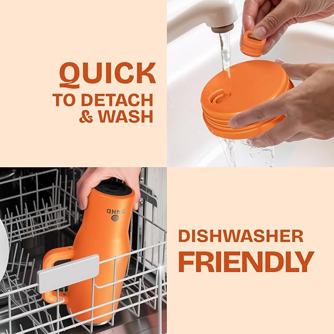 34HD 40 oz Stainless Steel Tumbler - Leakproof Insulated Water Bottle with Handle, Magnetic Lid and Flexible Straw - Iced for 48 Hours – Perfect for Men, Women, Birthday Gift, Orange - Tangerine Glow