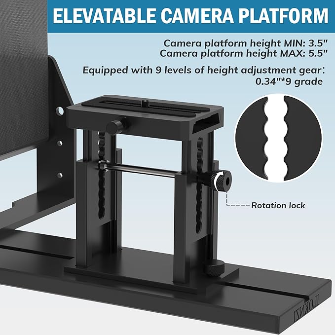 13-inch high-Definition Wide-Angle teleprompter｜High-Definition Beam Splitter Design｜Manual Height Adjustment, Compatible with a Wide Range of Devices｜with Remote Control and teleprompter apps
