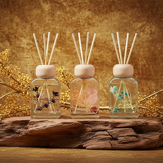 Orelune Reed Diffuser Set, 3.4 fl oz - Elegant Home Fragrance with Sticks - Long-Lasting Scented Oil Reed Diffuser for Bedroom, Bathroom Shelf Decor & Office (Dusty Lilac)