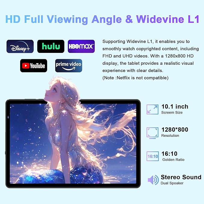 2025 Tablet, 10 Inch Android Tablet 20GB RAM+128GB ROM+1TB Expand, Octa-Core Android 14 Tablets with Keyboard, Mouse, HD IPS Touchscreen, 6000mAh, BT 5.0, WiFi 6, Widevine L1, Split Screen -Black