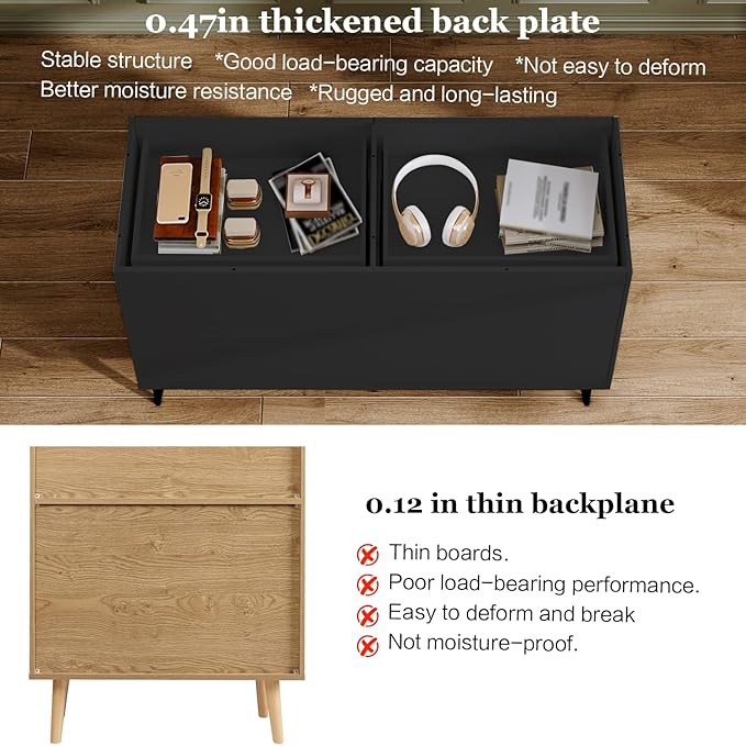 Chrangmay Modern Chest of Drawers with 6 Drawers,Deep Drawers,Clothes Organizer,Large Storage Cabinet for Living Room, Bedroom,Hallway,with Anti-Tipping Device,Black