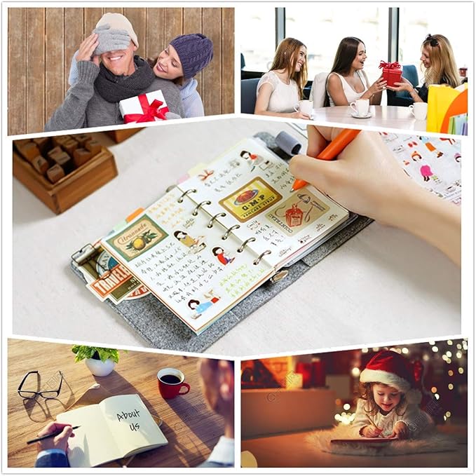A7 Planner Refills, 4 Packs per Set, Weekly Plan Paper, A7 6 Ring Binder Inserts Refill with Label Stickers Gift,Mini Binder Refills,6 hole/100gsm Thick Paper/4.84 x 3.23'', Harphia