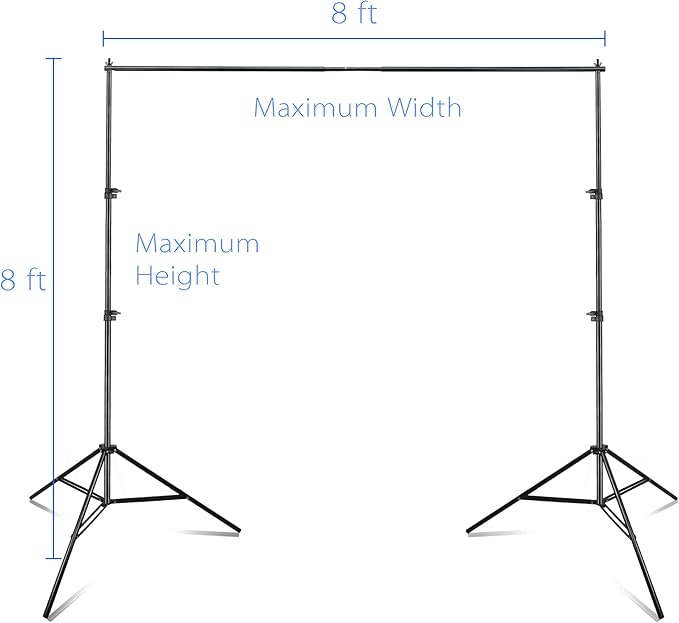 EMART Photography Backdrop Stand, 8 x 8 ft Adjustable Photo Background Holder, Back Drop Banner Support Frame Kit for Photoshoot Video Studio, Birthday Party
