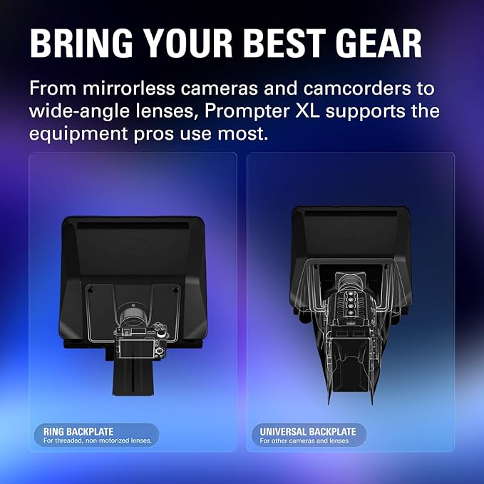 Elgato Prompter XL – Full-Sized Teleprompter with Removable Display, Video Conferencing Monitor, for DSLR Mirrorless & Studio Cameras, Single-Cable Setup – USB-C 3.2 for PC & Mac