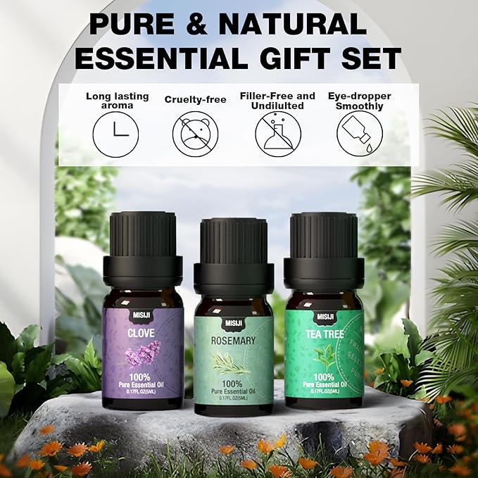 MISIJI Essential Oils Set Top 12 Aromatherapy-Essential Oils for Diffuser for Home,Air Freshening Diffuser Oils Scents for Aromatherapy,Laundry,Candle&Soap Making,Humidifiers 12 X 5ML