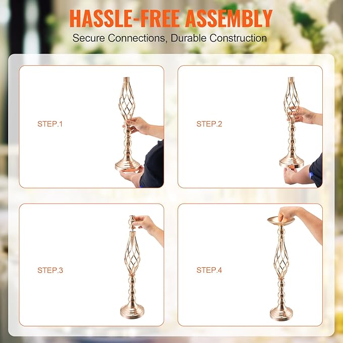 VEVOR Metal Wedding Centerpiece Gold,Candlestick,20PCS 58cm/22.83”