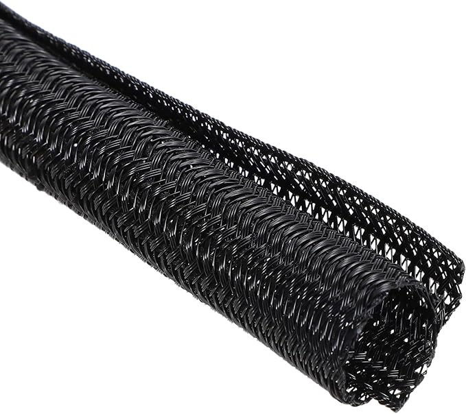 MECCANIXITY 1/2 Inch ID Split Loom Tubing 10ft Polyester Cord Protector Wire Cable Sleeve for USB Cable Power Cord, Black