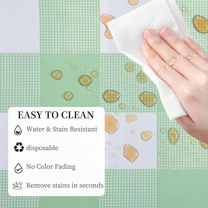 3 Packs Sage Green Checkered Tablecloth 54x108 Inches Rectangle Gingham Tablecloth Disposable Plastic Waterproof Table Cover for Outdoor Picnic Kitchen and Birthday Party