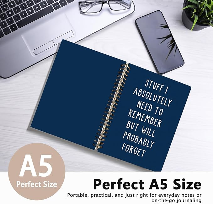 LIANGW Funny Navy Blue Notebooks for Work, Funny Work Gifts for Coworkers & Boss, Coworker Office Gifts for Men Women, Fun Spiral Notebooks Journals for Writing, Funny Office Supplies 5.5x8.3 Inch