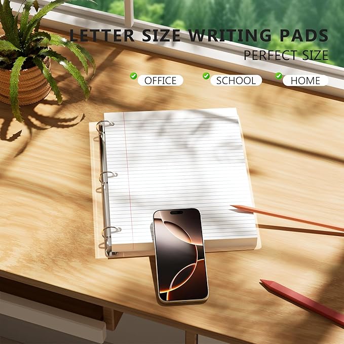 2-Pack White Loose Leaf Paper 260 Sheets Filler Paper 8 * 10.5 College Ruled 3-Hole Punched for 3-Ring Binders Notebook Lined 8" x 10.5"