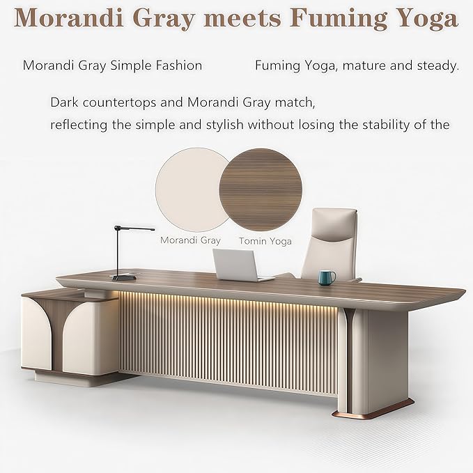 Modern L Shaped Desk, 126.0 inch Large Desk with Storage, Executive Desks for Home Office No Installation Required with Drawers and Lockable