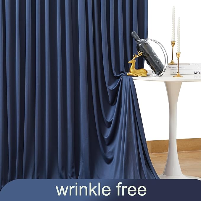 6 Panels Navy Blue Backdrop Curtain for Parties Wrinkle Free Photo Curtains Backdrop Drapes Fabric Decoration for Wedding Birthday Party Baby Shower 30ft(W) x 10ft(H)