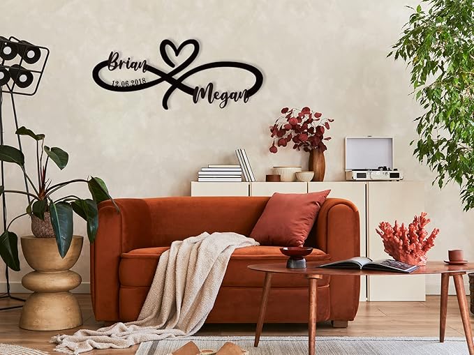 Custom Infinity Metal Sign, Infinity Heart Wall Decor Love Sign Plaque, Anniversary Valentines Day Gifts, Couple Name Sign, Wedding sign.