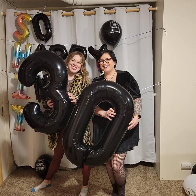 Black Balloon Number 6, 40 Inch Large Self Inflating Foil Number Balloons 0-9, Giant 6 Digital Helium Balloon for 6th 16th Kids Boys 60th Men Birthday Party Anniversary Celebration Decorations