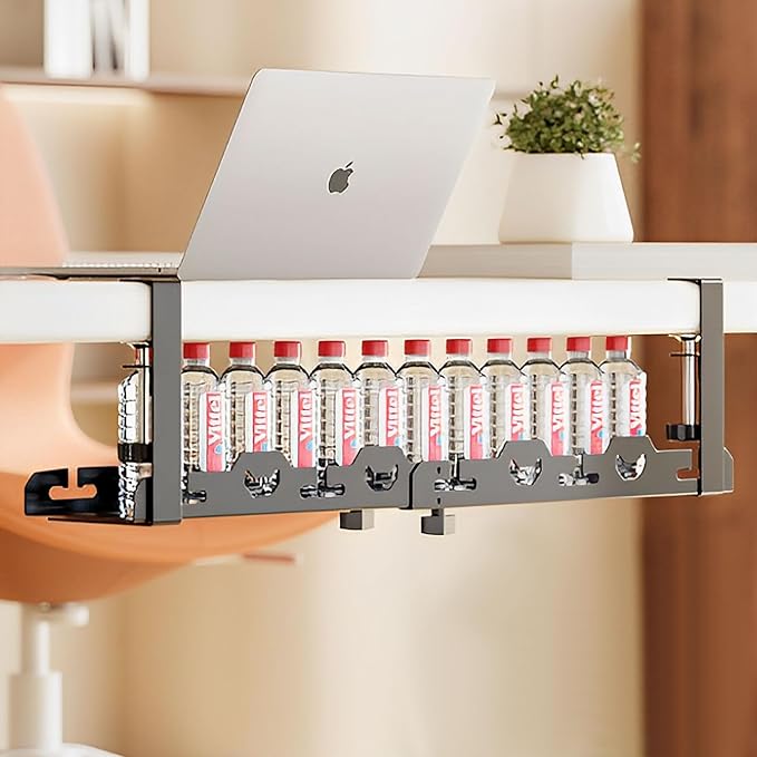 Cable Management Under Desk Tray 15.7-29 inch Under Desk Cable Management Black Extendable Under Desks Cable Managements No Drill Under Desks for Wire Managements