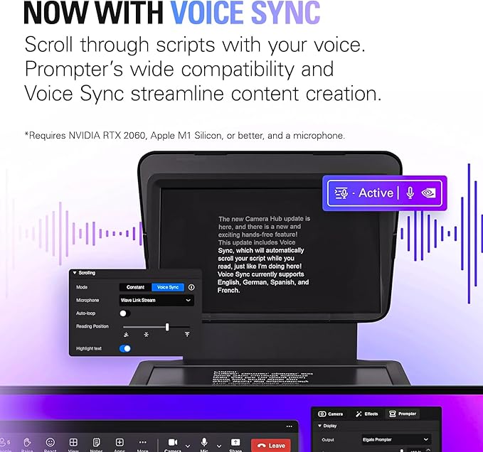 Elgato Prompter – Teleprompter with Built-in Screen for YouTube, Twitch, Zoom and More, 1080 pixels, Supports DSLR/Webcam/Smartphone, Drag & Drop Monitor Display, Works with Mac/PC & Stream Deck