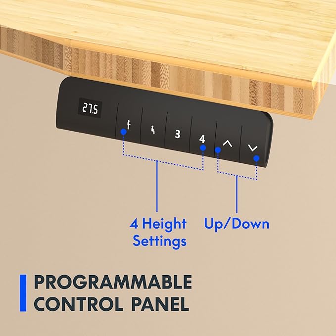 FLEXISPOT E3 Bamboo Dual Motor Electric Standing Desk 48 x 24 Sit Stand Up Desk, Holds 220 lbs, Adjustable Height w/ Memory Presets, Solid Bamboo Curved Desktop & Black Frame, Ships in 2 Boxes