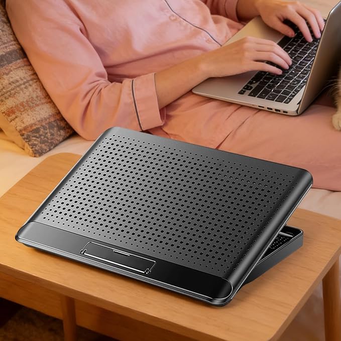 Laptop Cooler, Adjustable Riser Stand, Aluminum Quiet Fan Heat Dissipation -Device Use Ergonomic Design for Laptops Notebooks Tablets Phones Books Desk Home Office Dorm Lightweight