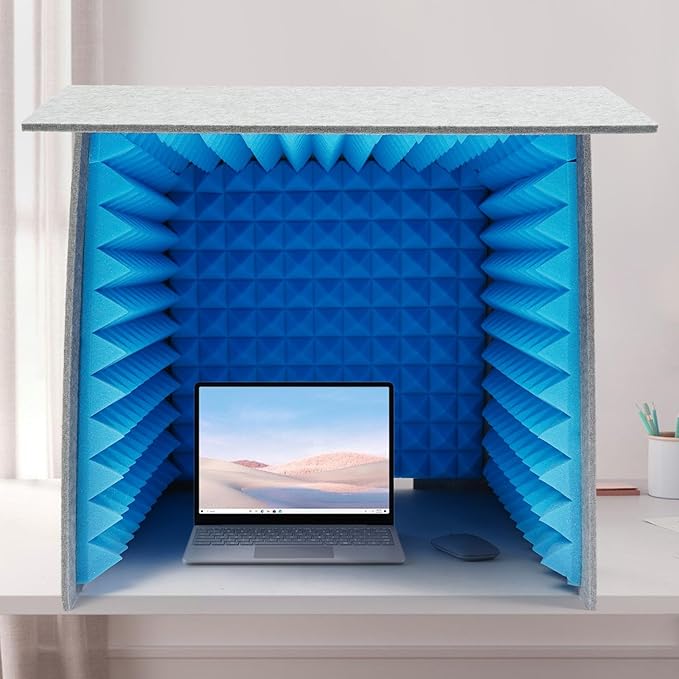 60x60cm Foldable Desktop Soundproof Booth for Voice Recording with Noise Reduction Sponge and Polyester Panels