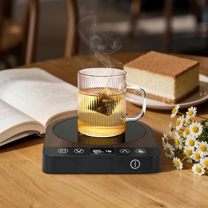Anbanglin Smart Coffee Mug Warmer, 50W Fast Heating Coffee Warmer for Desk with 5 Temperature Control & 2-12H Auto Shut Off, Electric Large Panel Cup Warmer for Milk, Tea, Beverage, Candle, Wood