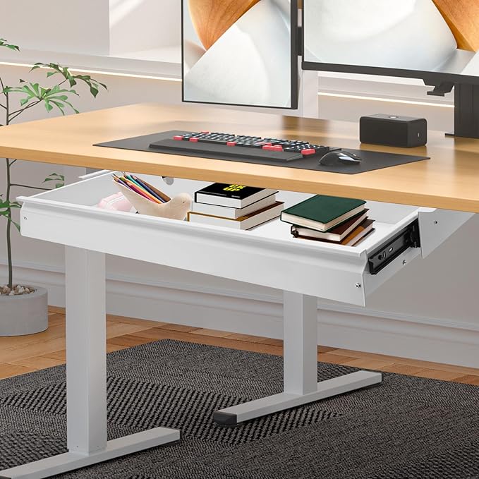 FFanhia 30 Inch Under Desk Mounted Sliding Pull-out Drawer Storage for Sit Stand Workstation Office(Applicable Table Thickness: 0.79in) White