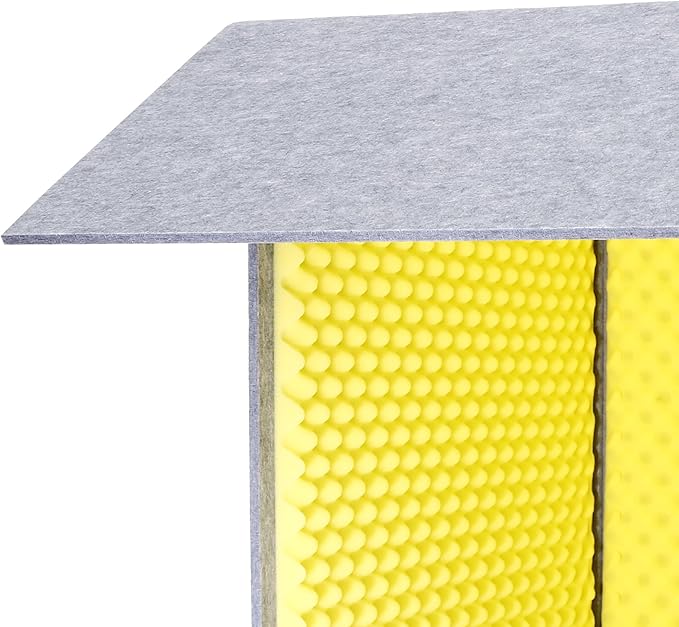 Desktop Soundproof Cover 31" H X 31" W X 31" L Recording Booth Portable Vocal Recording Booth with Double Sound Insulation Vocal Sound Absorbing Shield for Recording Studios, Offices（Yellow+Gray）