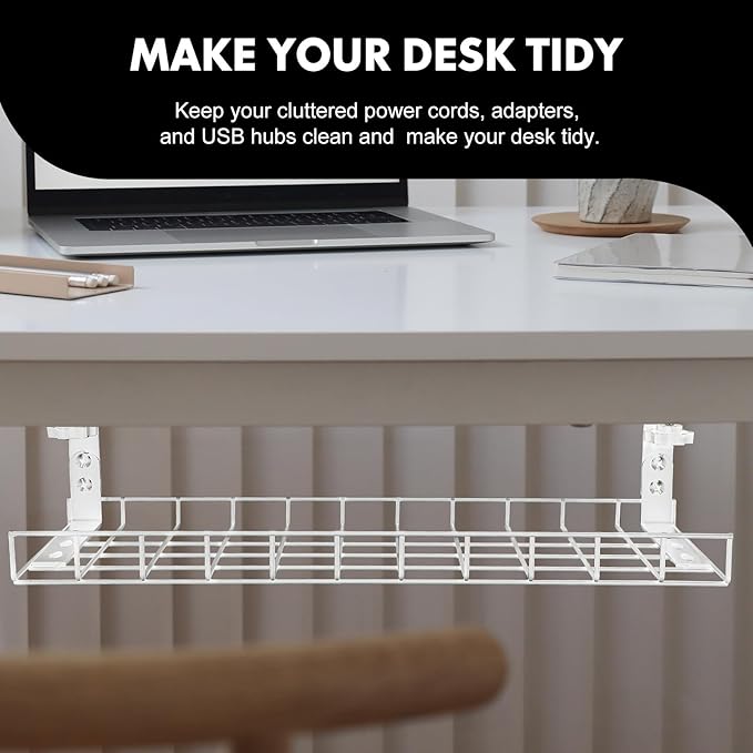 Under Desk Cable Management Tray Cord Organizer Rack 500Mm No-Drill Wire Storage Holder for Office Desk Power Cord Management