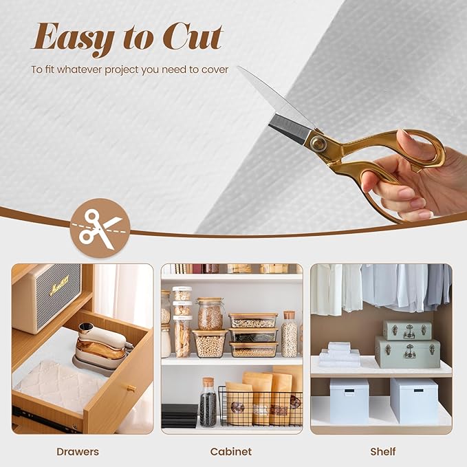 Drawer Shelf Liner for Kitchen Cabinets, Non Adhesive Slip Resistant Shelf Paper Easy to Clean, Strong Grip Thickened Waterproof Washable Mats for Pantry Shelves Cupboard Dresser(White, 17 in x 40 FT)
