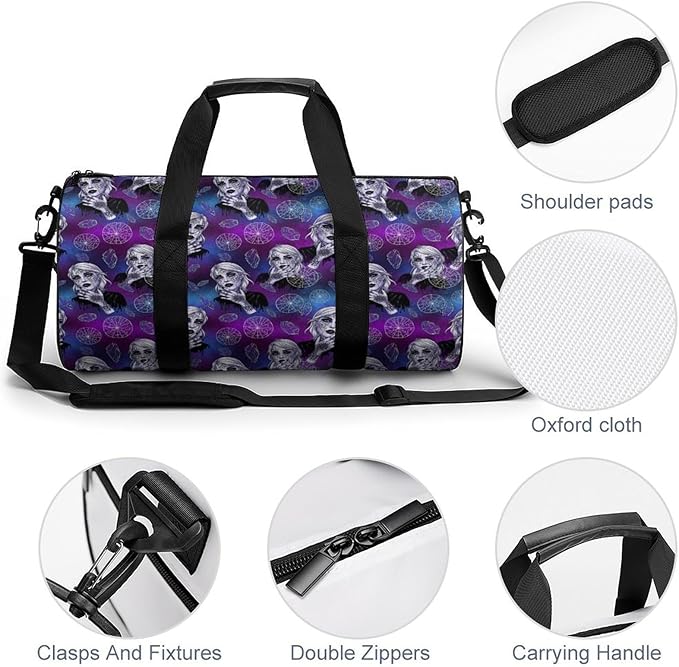 Beach Swim Bags Goth Gothic Women Art Men Women Duffle Bag Foldable Gym Bag Lightweight Travel Sports Bags for Men and Women