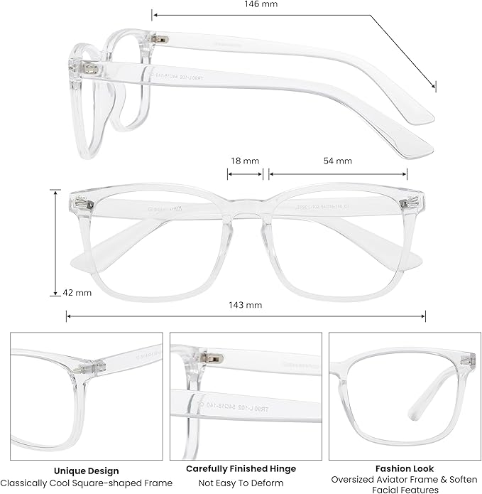 GUDVUE Blue Light Glasses, Computer/Gaming/TV/Phones Glasses for women, Anti Glare/UV400/Eye Strain
