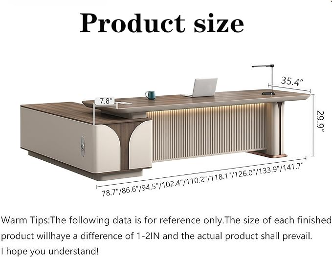 Modern L Shaped Desk, 86.6 inch Large Desk with Storage, Executive Desks for Home Office No Installation Required with Drawers and Lockable