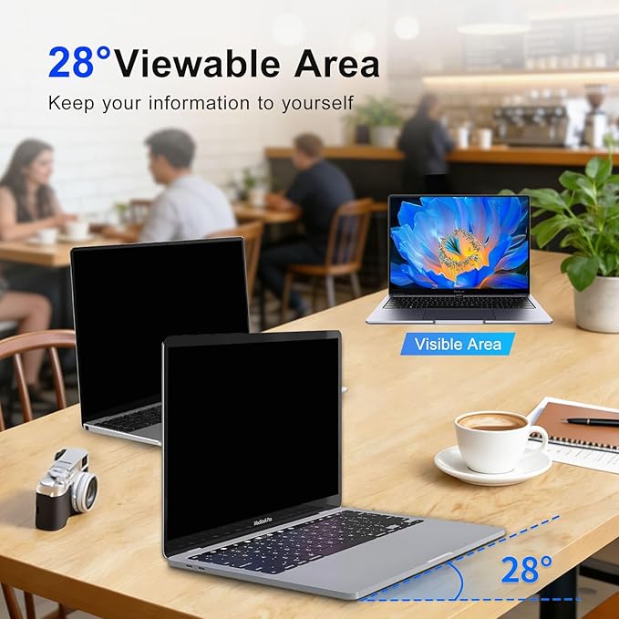 2Pack Magnetic 14 Inch Laptop Privacy Screen 16:10 Aspect Ratio, Removable Anti-Blue/Glare Protector Film, Anti Spy Desktop Security Private Filter 14in