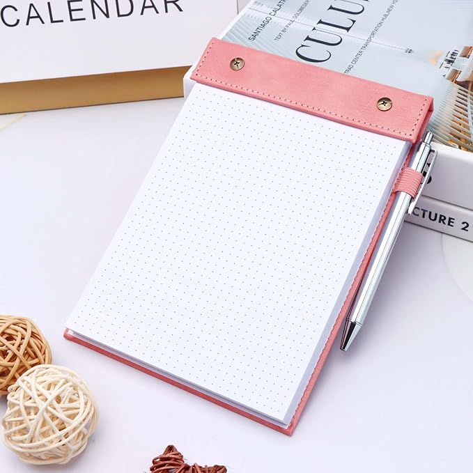Mogoostry A5 Dot Planning Pads 5.9" x 8" Planner To Do List Memo Note Pads Screw Binding Writing Paperboard Notepad, 100 Sheets per Pack, Pink