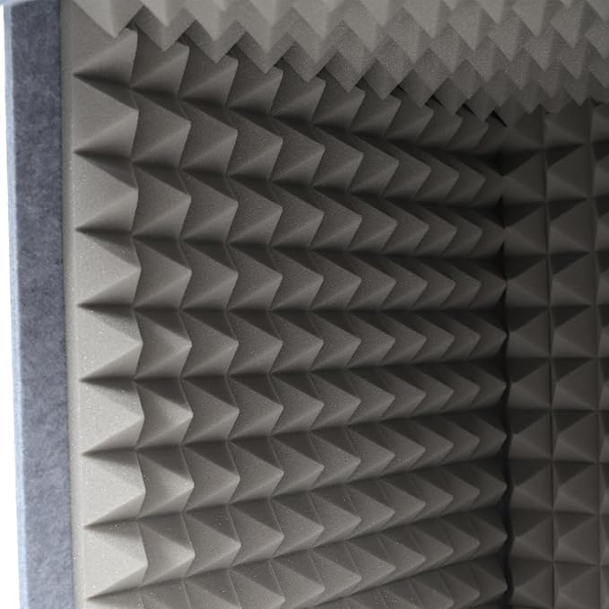 Portable Recording Isolation Booth, 60*60*60'' Desktop Soundproof Cover, Foldable Acoustic Soundproof Shield with Double-Layer Sponge & Polyester Panels for Home Studio Podcasting and Live Streaming