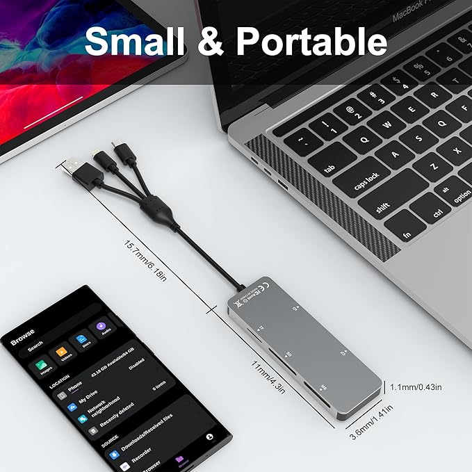 Memory Stick pro Duo Adapter - 5 in 1 SD/TF/MS/CF/XD Card Reader for PC/Android/Lightning Device, Aluminum Multi Memory Card Reader USB C Lightning OTG Adapter Memory Stick pro Duo Reader for iPhone