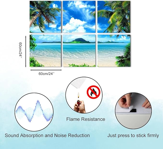 YPY Acoustic Panels Soundproof Wall Panels: Sound Absorbing Wall Art, 6 Pack 72"x48" Decorative Sound Proofing Panel, Acoustical Treatment Noise Cancelling for Wall